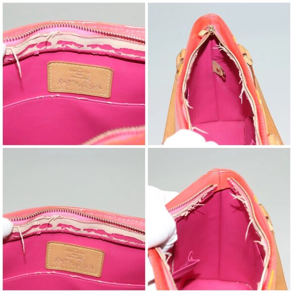 LOUIS VUITTON Monogram Vernis Fluo Houston Hand Bag Orange M91935 Auth 131452 - Picture 15 of 16